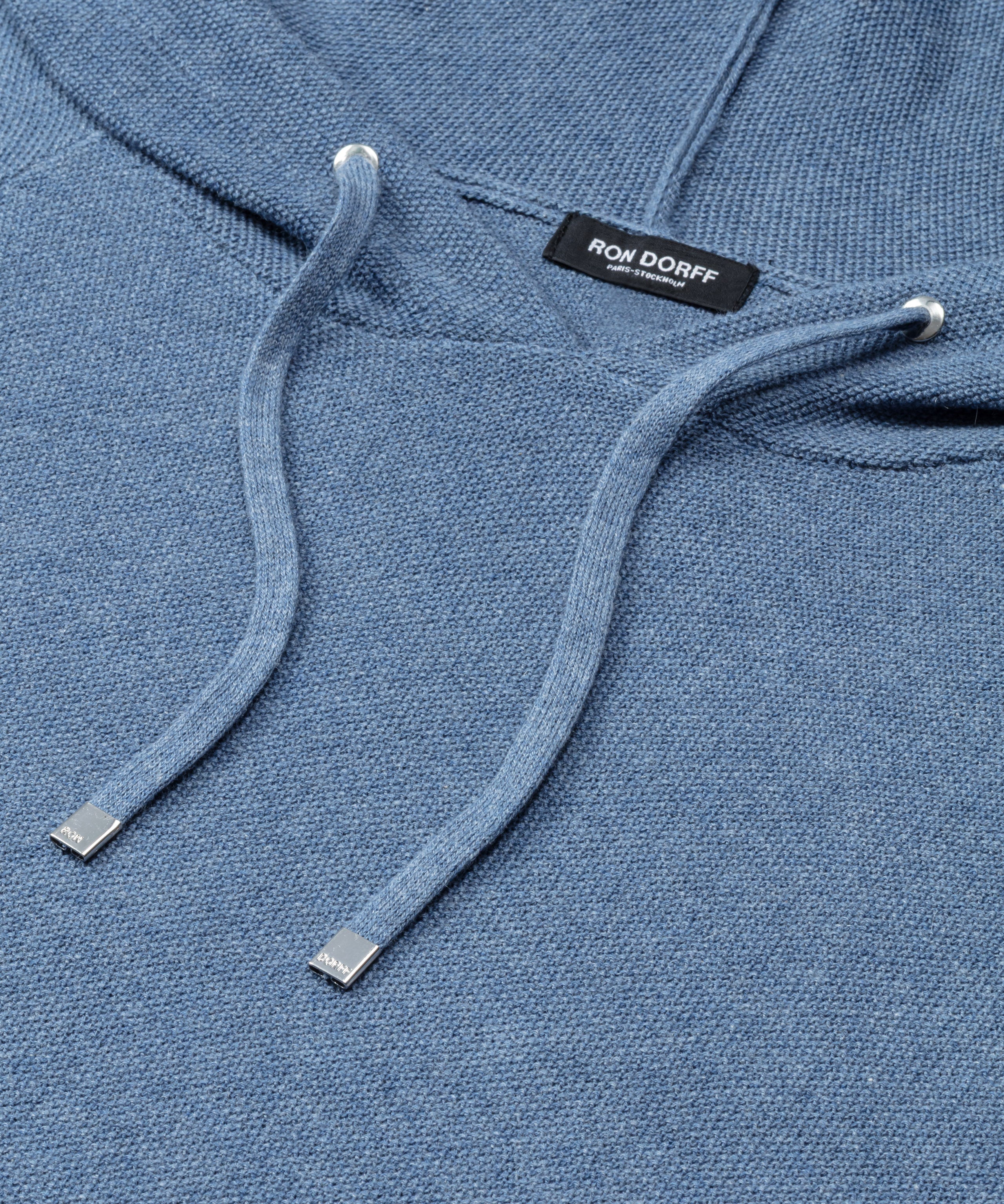 Cotton-Cashmere Piqué Hoodie Sweater: Blue Melange
