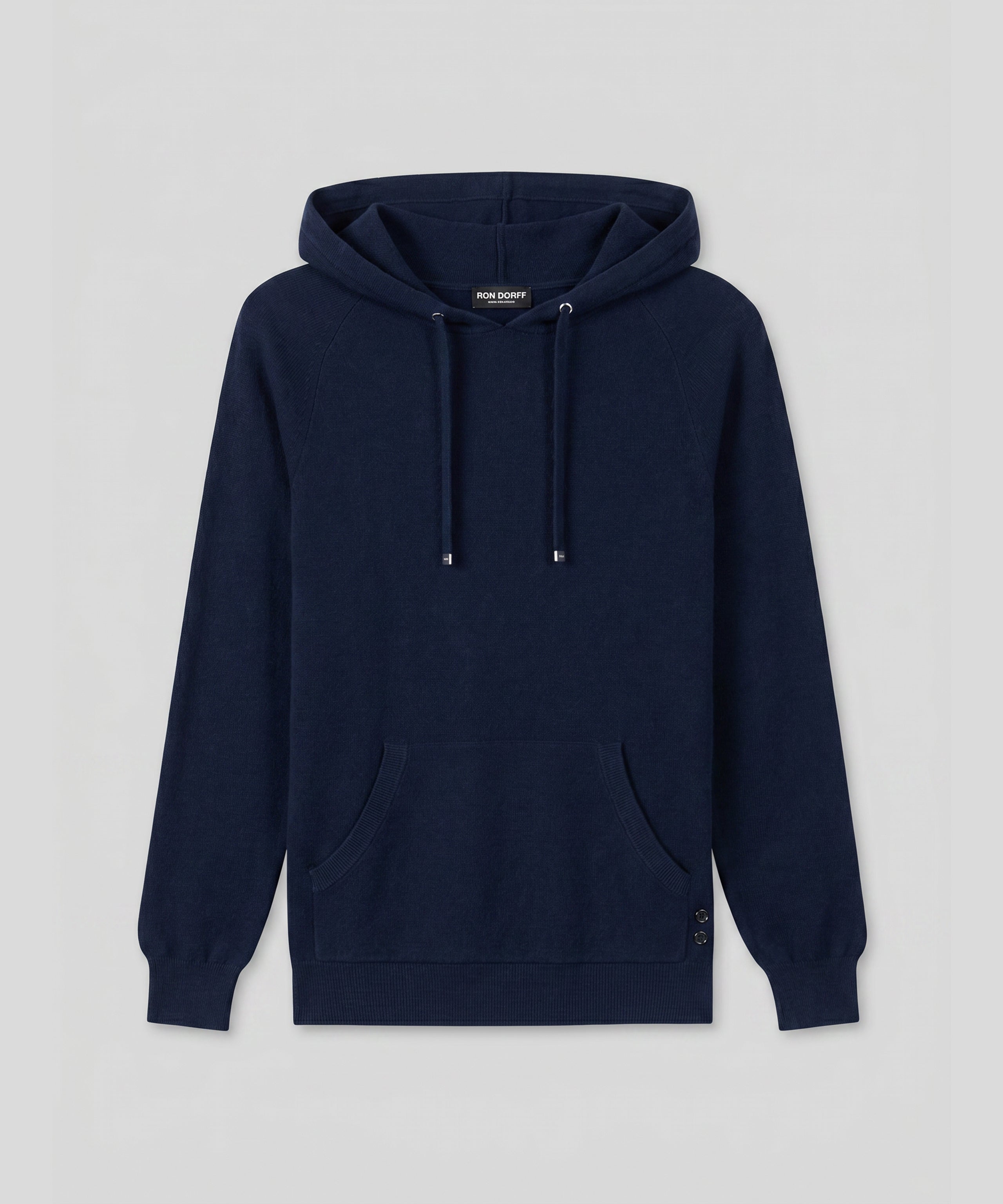 Cotton-Cashmere Piqué Hoodie Sweater: Navy