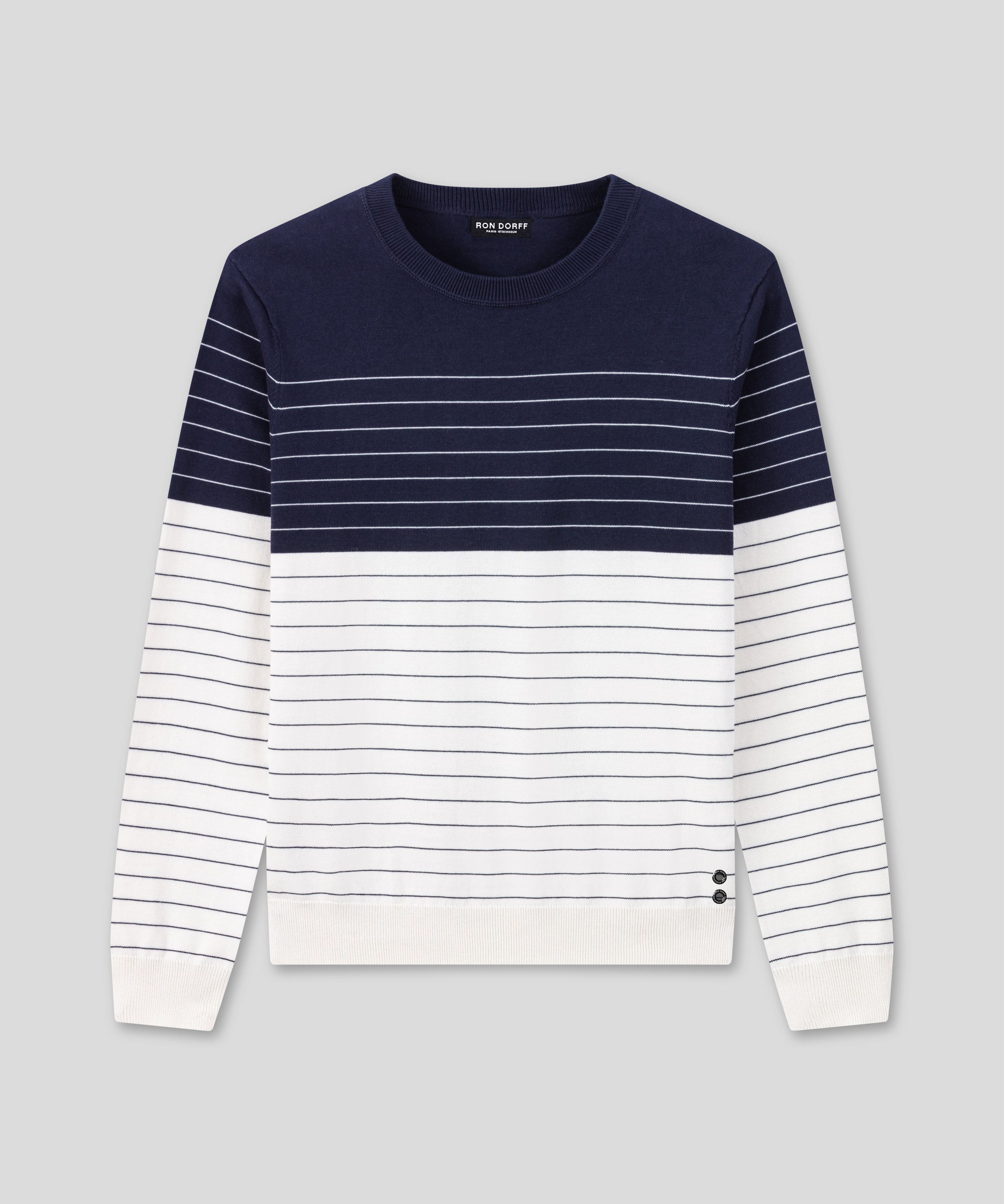 Cotton Sweater w. Pin Stripes: Navy/White