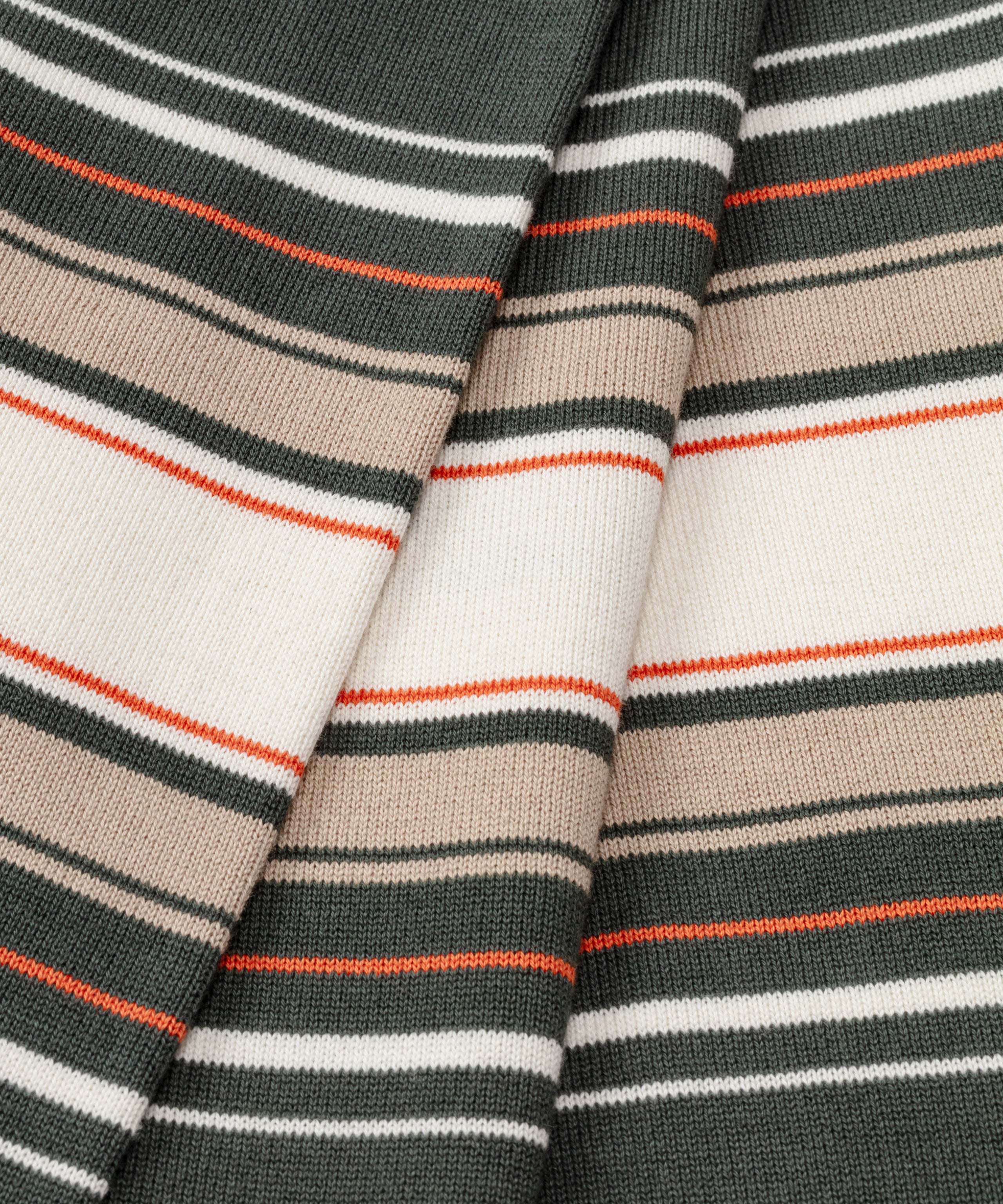Cotton Sweater w. Placed Stripes: Urban Khaki