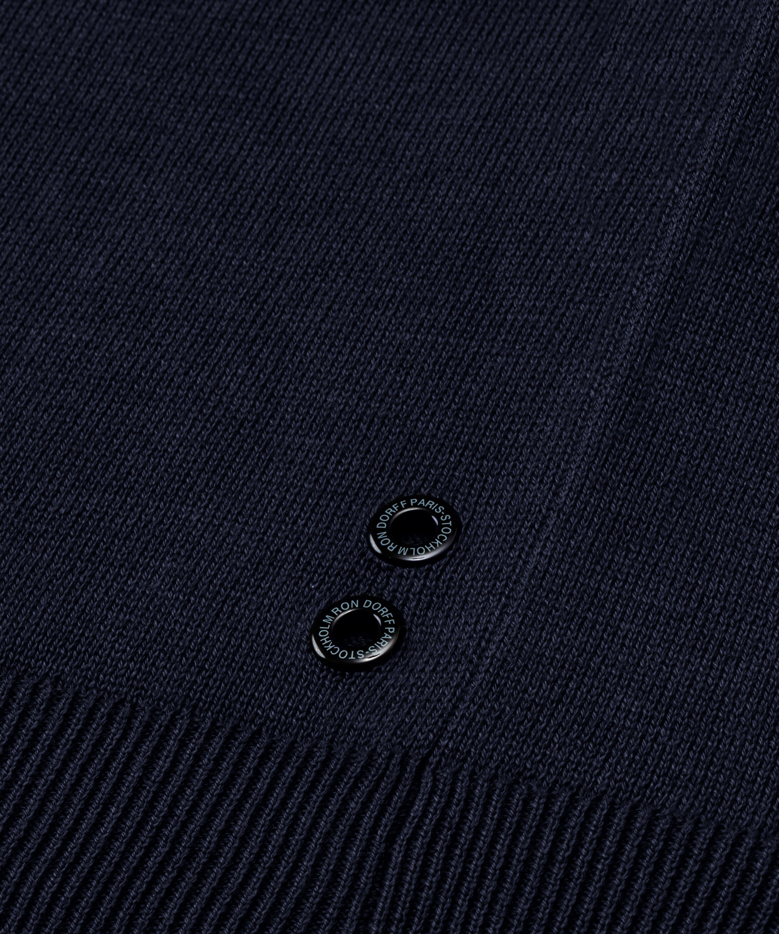 Knitted Cotton Sweater w. Drawstrings: Navy