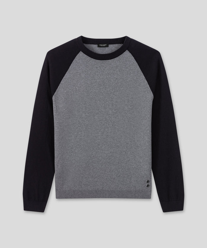 Cotton-Wool Baseball Sweater: Dark Grey Melange