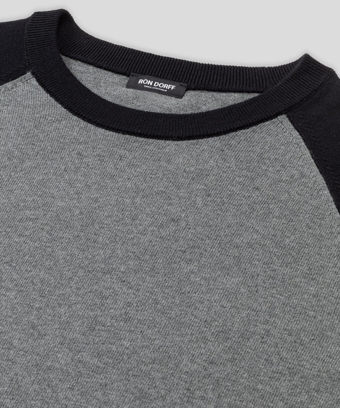 Cotton-Wool Baseball Sweater: Dark Grey Melange
