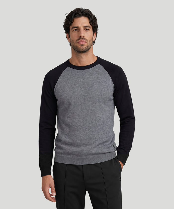 Cotton-Wool Baseball Sweater: Dark Grey Melange