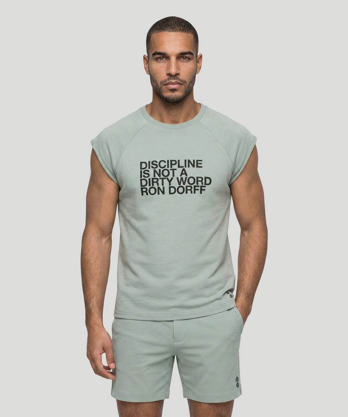 Organic Cotton Sleeveless Sweatshirt "DISCIPLINE": Gray Mist