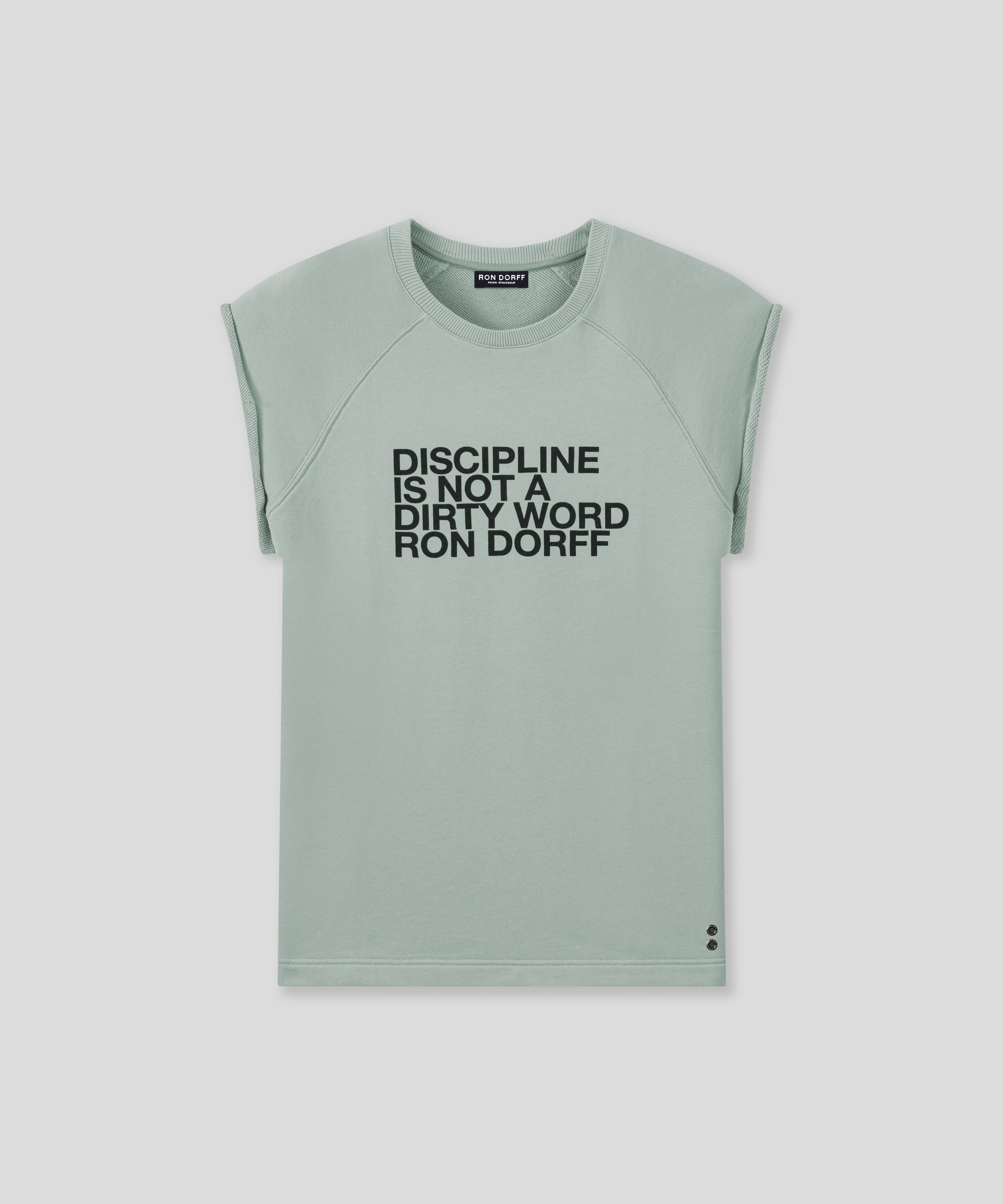 Organic Cotton Sleeveless Sweatshirt "DISCIPLINE": Gray Mist