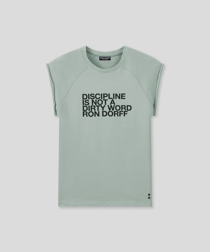Organic Cotton Sleeveless Sweatshirt "DISCIPLINE": Gray Mist