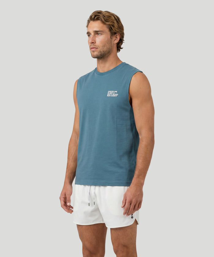Organic Cotton Sleeveless T-Shirt "DISCIPLINE": Baltic Blue
