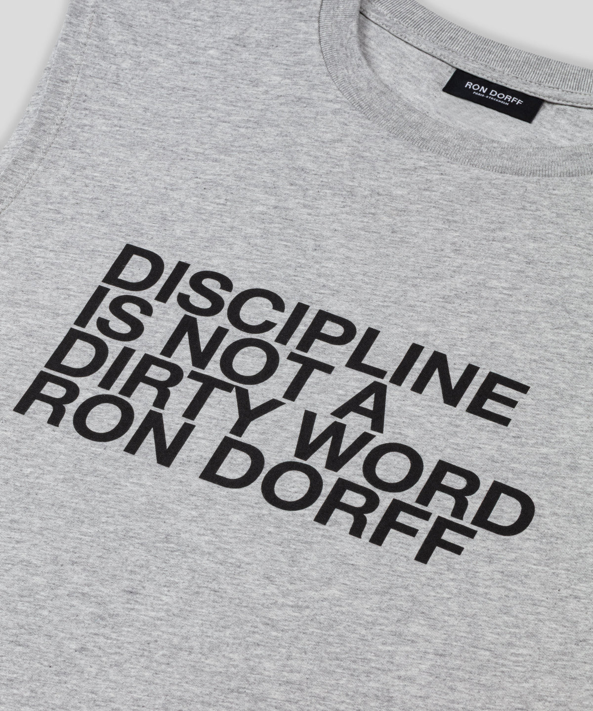 Organic Cotton Sleeveless T-Shirt "DISCIPLINE": Grey Melange