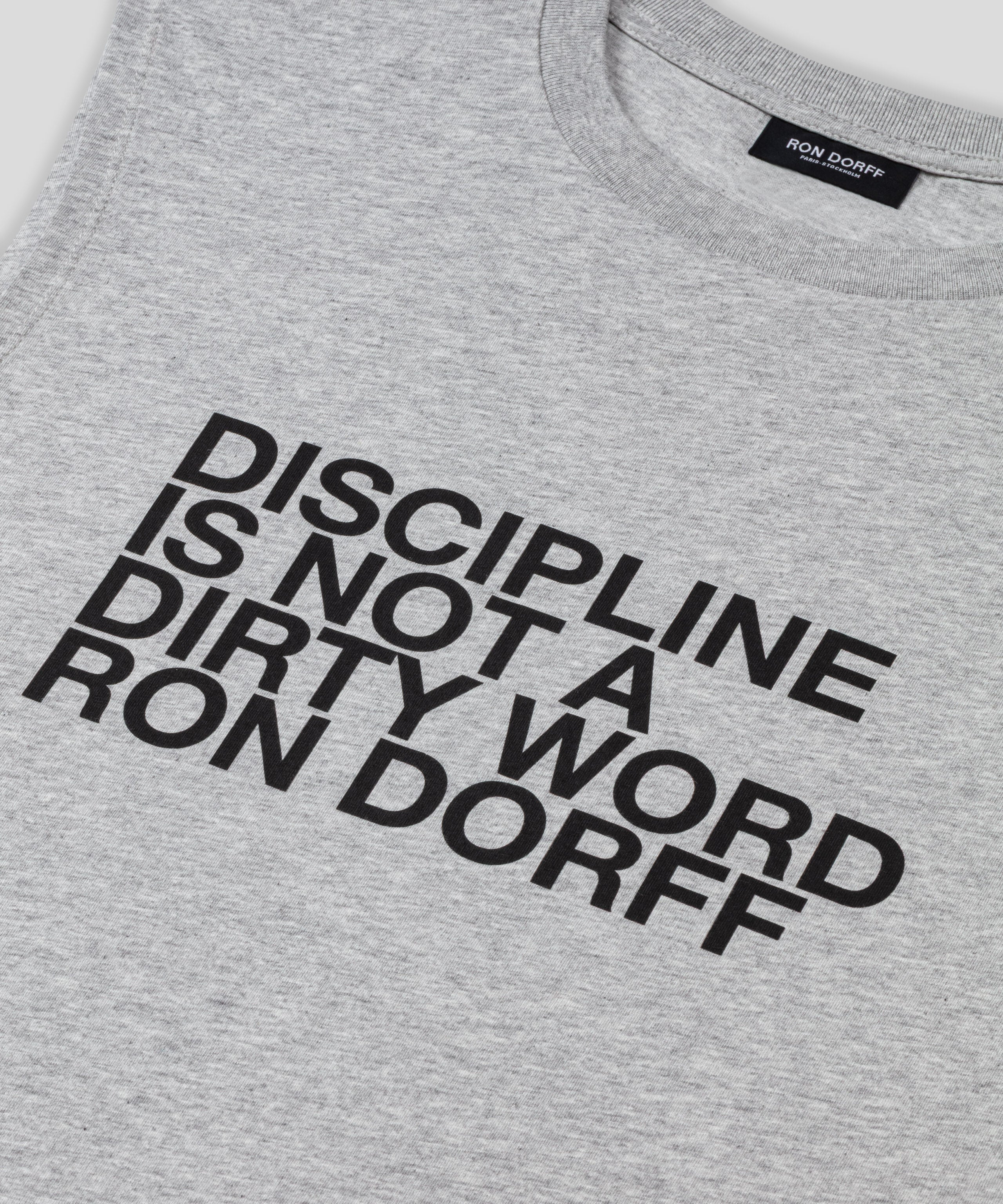 Organic Cotton Sleeveless T-Shirt "DISCIPLINE": Grey Melange