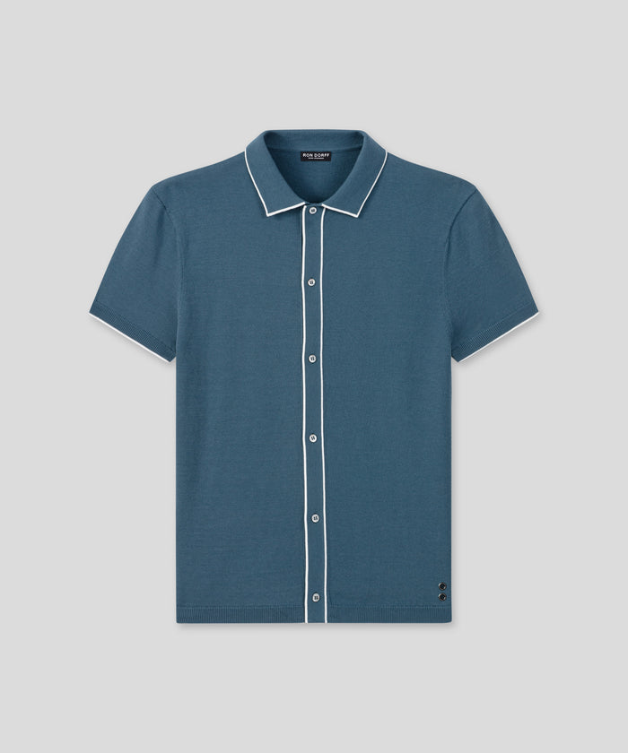 Cotton-Silk Shirt: Baltic Blue
