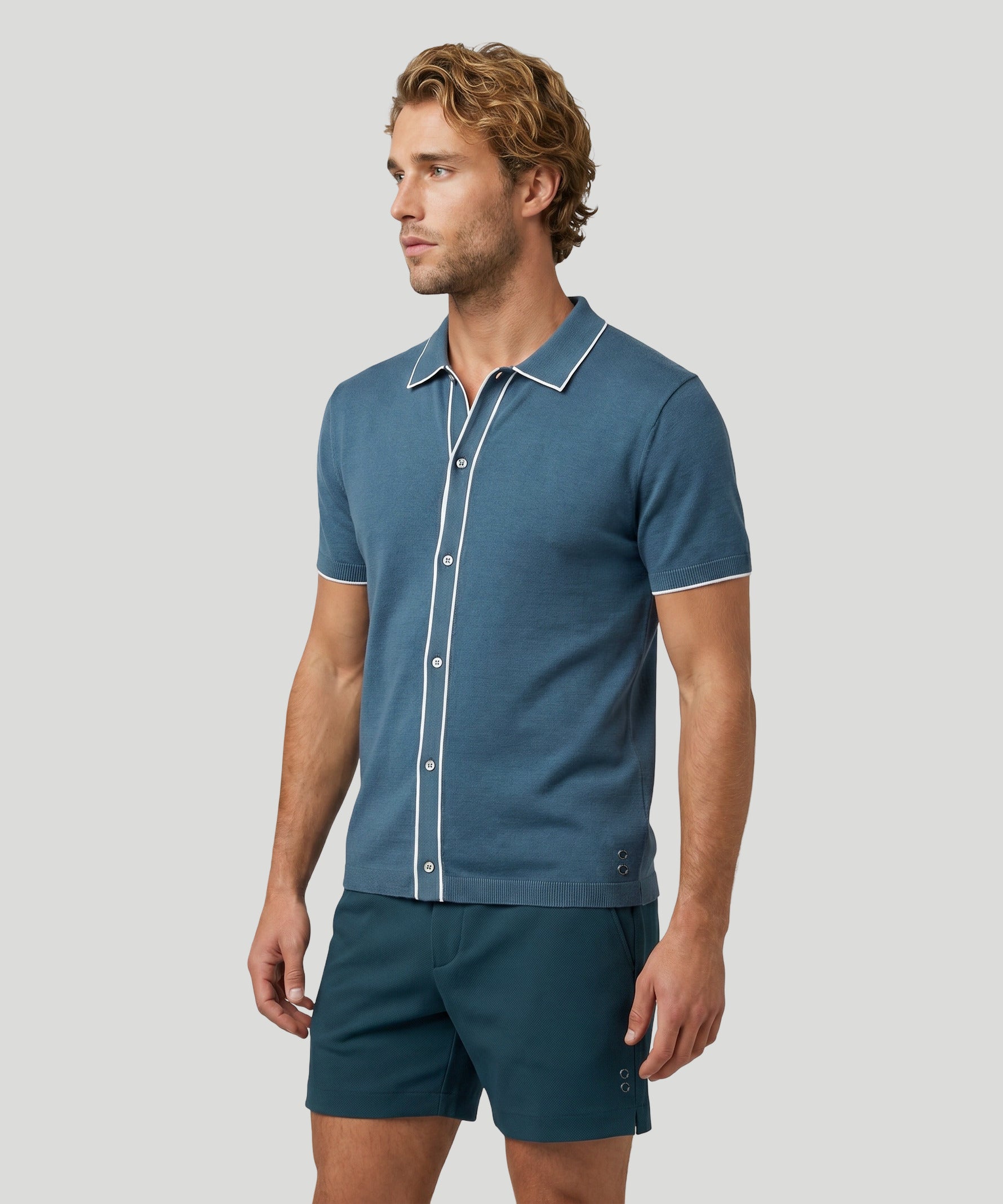 Cotton-Silk Shirt: Baltic Blue
