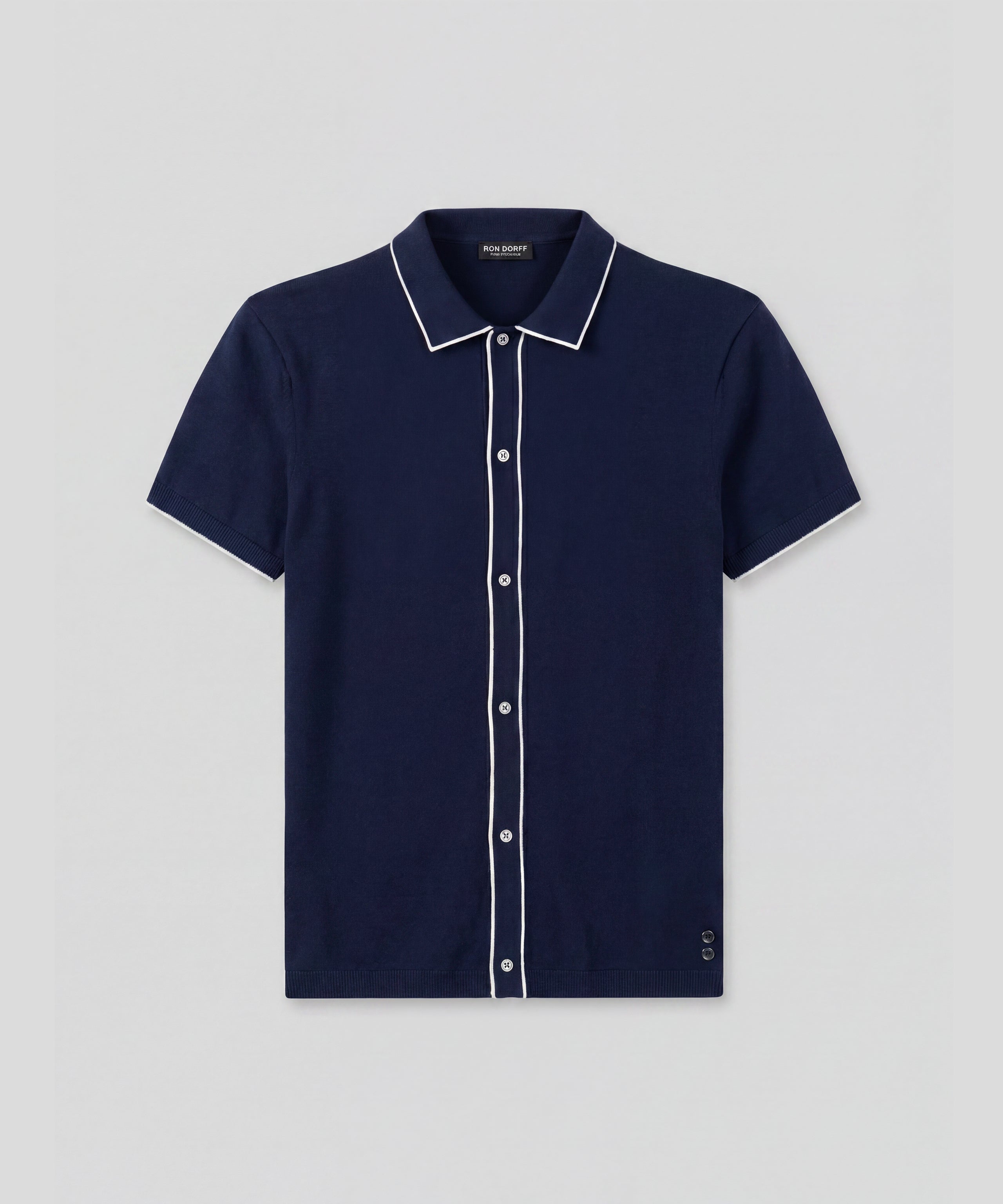 Cotton-Silk Shirt: Navy