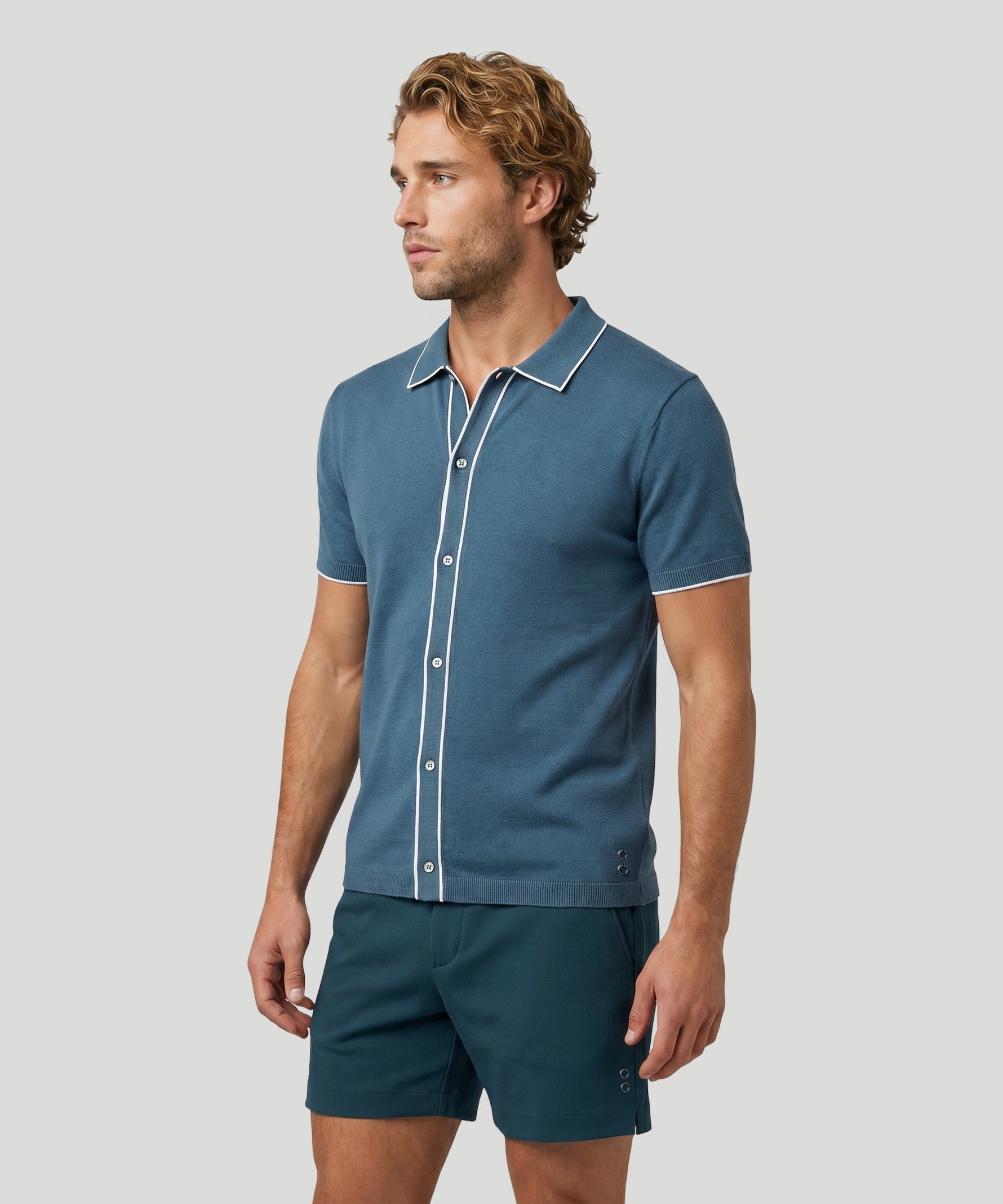 Cotton-Silk Shirt: Baltic Blue
