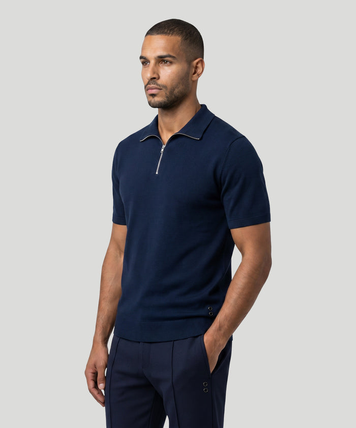 Cotton-Silk RD Polo: Navy