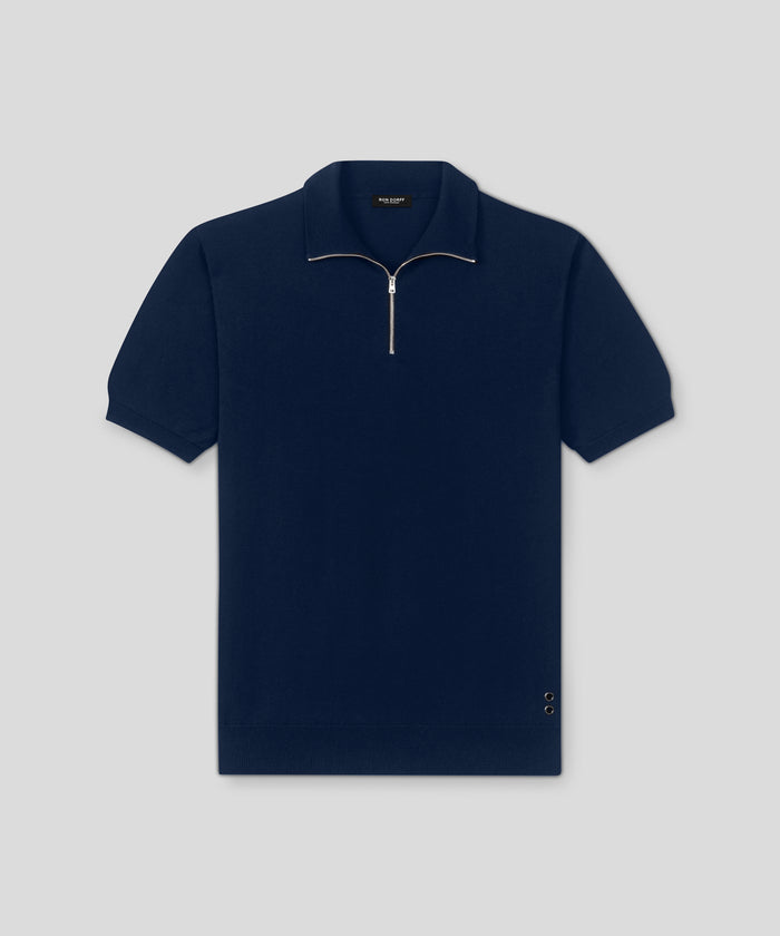 Cotton-Silk RD Polo: Navy