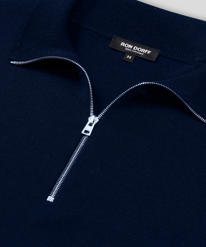 Cotton-Silk RD Polo: Navy