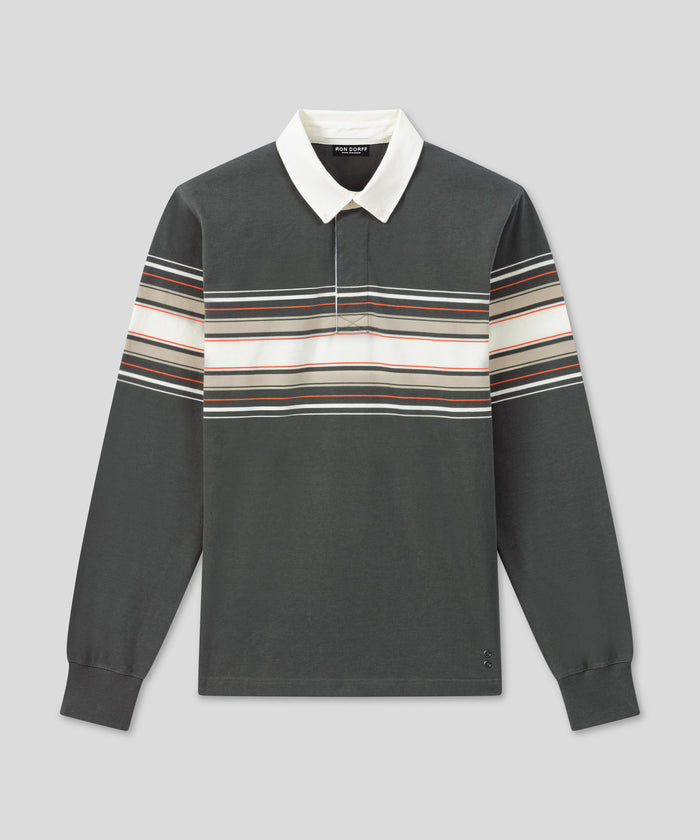 RD Rugby Polo w. Placed Stripes: Urban Khaki