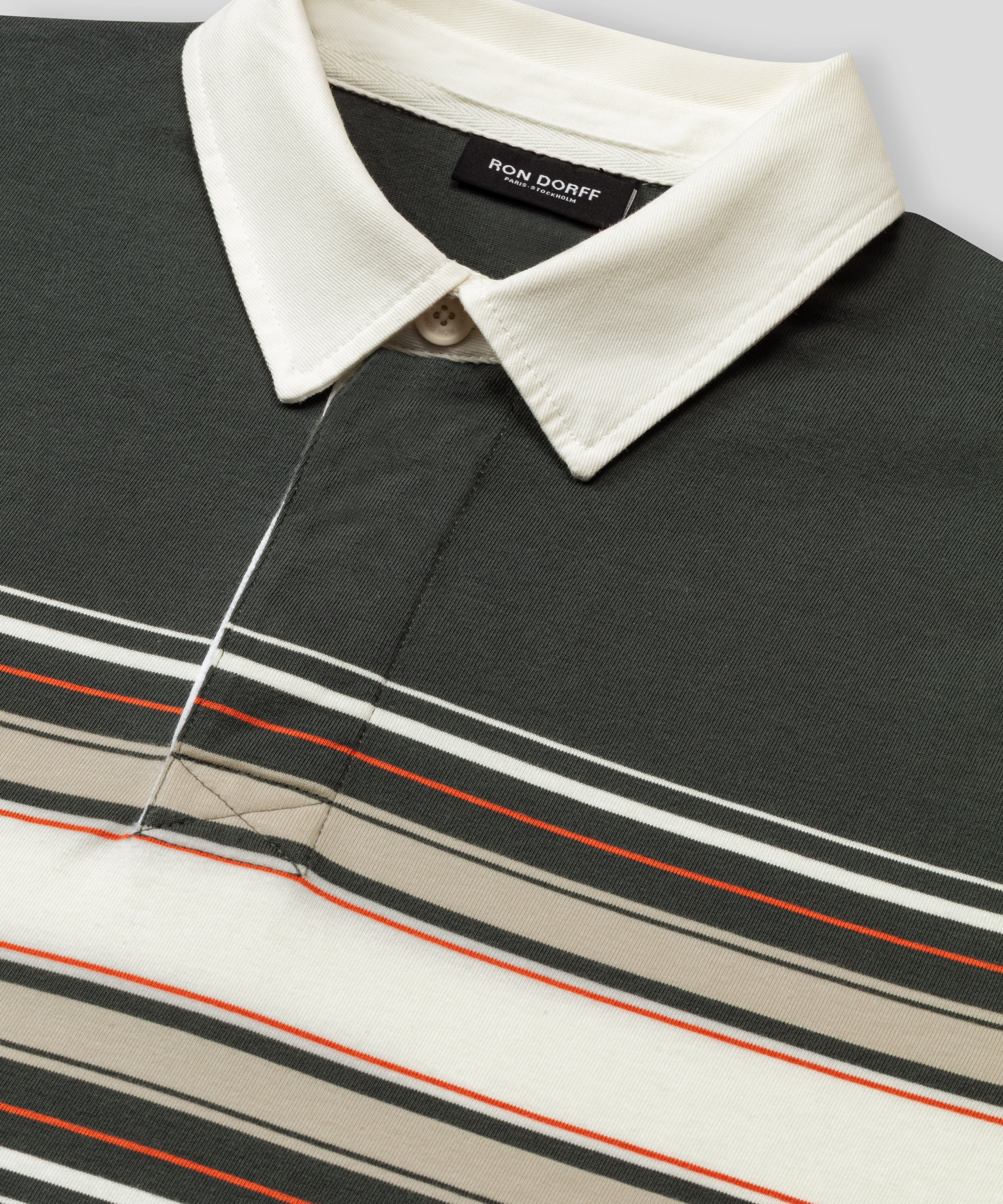 RD Rugby Polo w. Placed Stripes: Urban Khaki