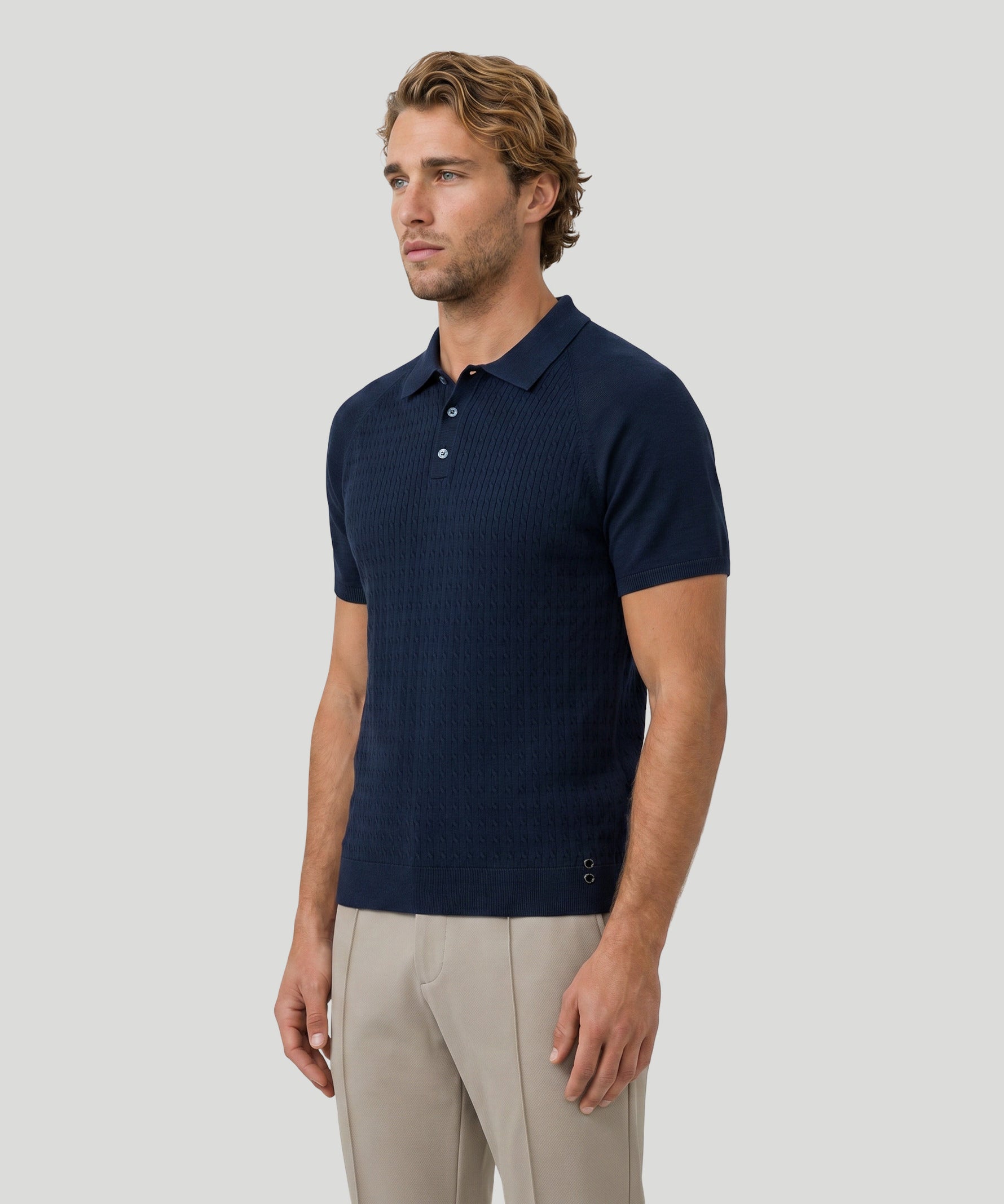 Cotton Polo w. Cable: Navy