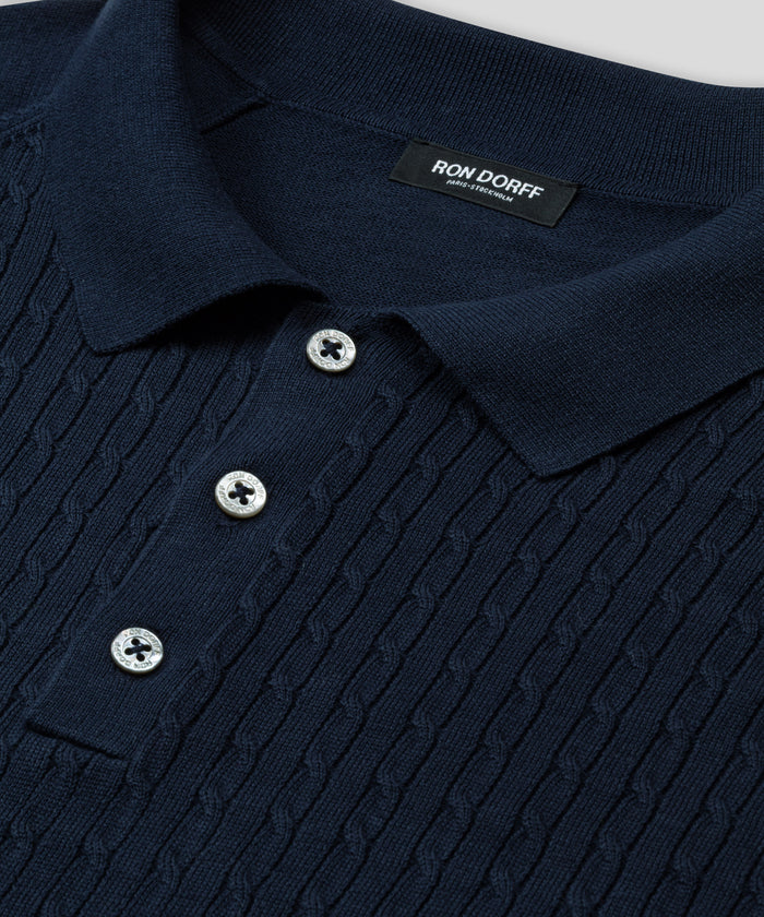 Cotton Polo w. Cable: Navy