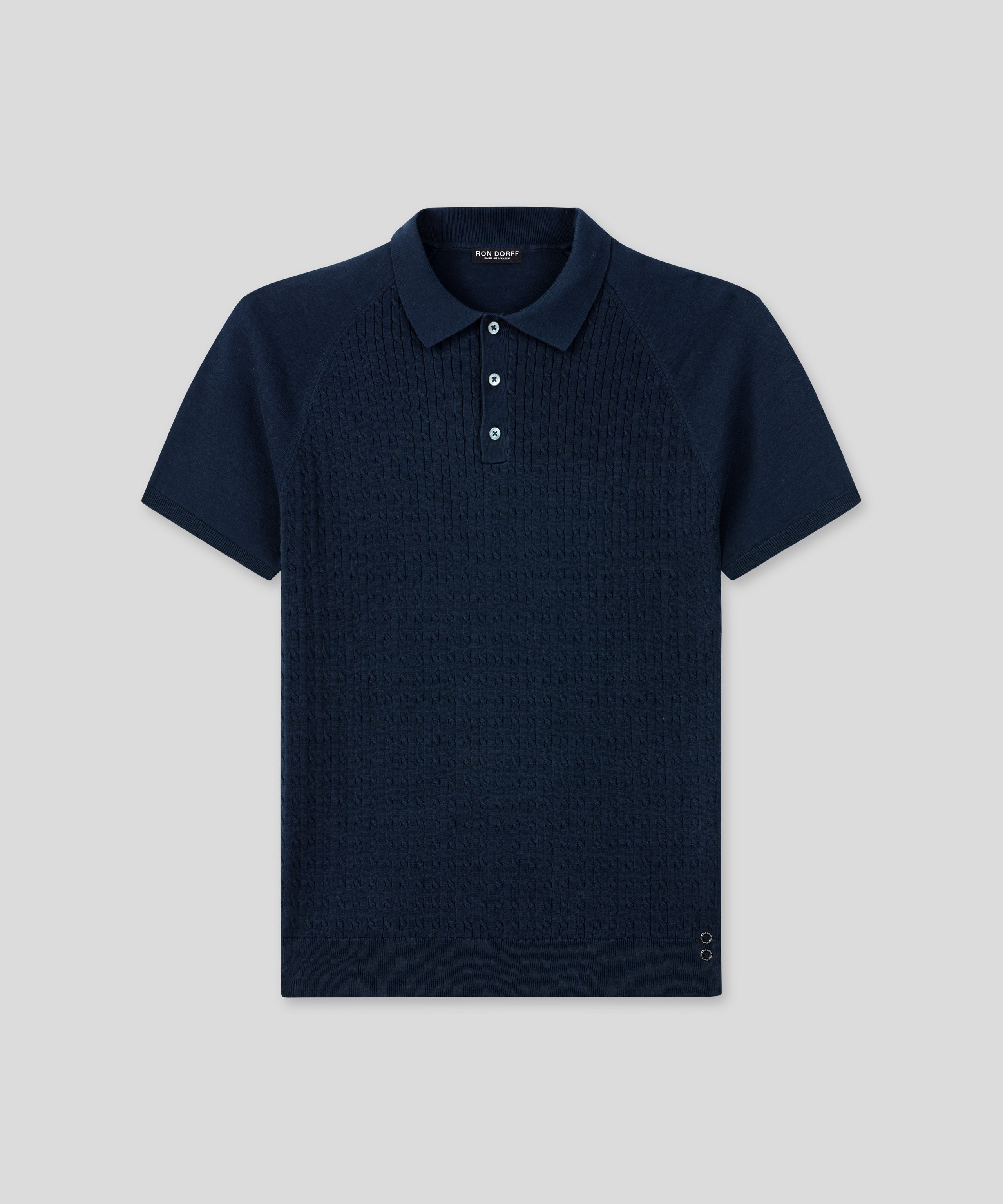 Cotton Polo w. Cable: Navy