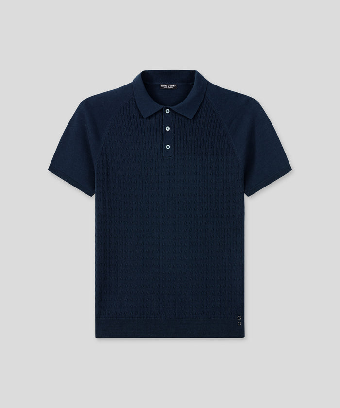 Cotton Polo w. Cable: Navy