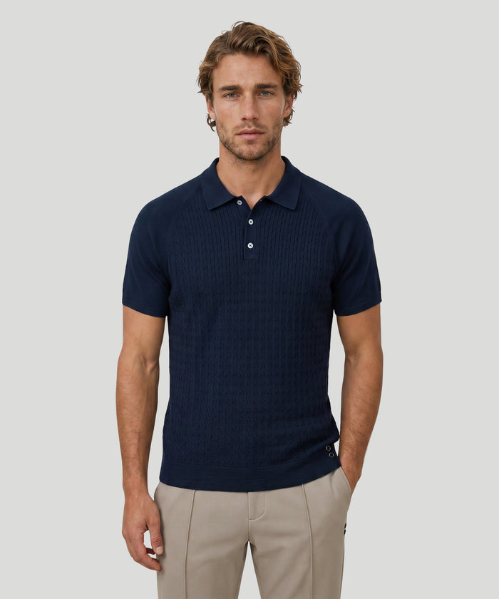 Cotton Polo w. Cable: Navy