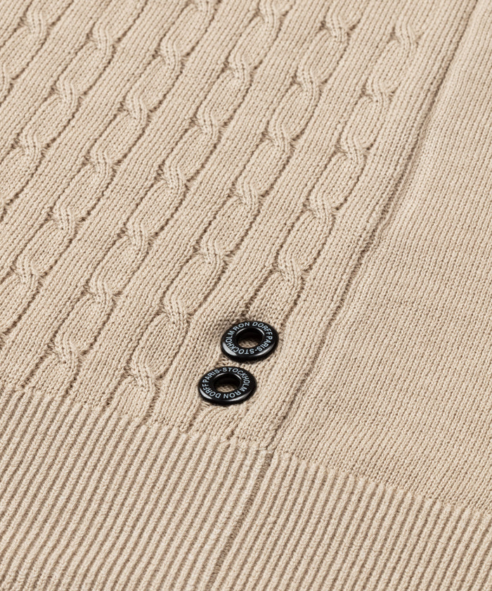 Cotton Polo w. Cable: Sandy Beige