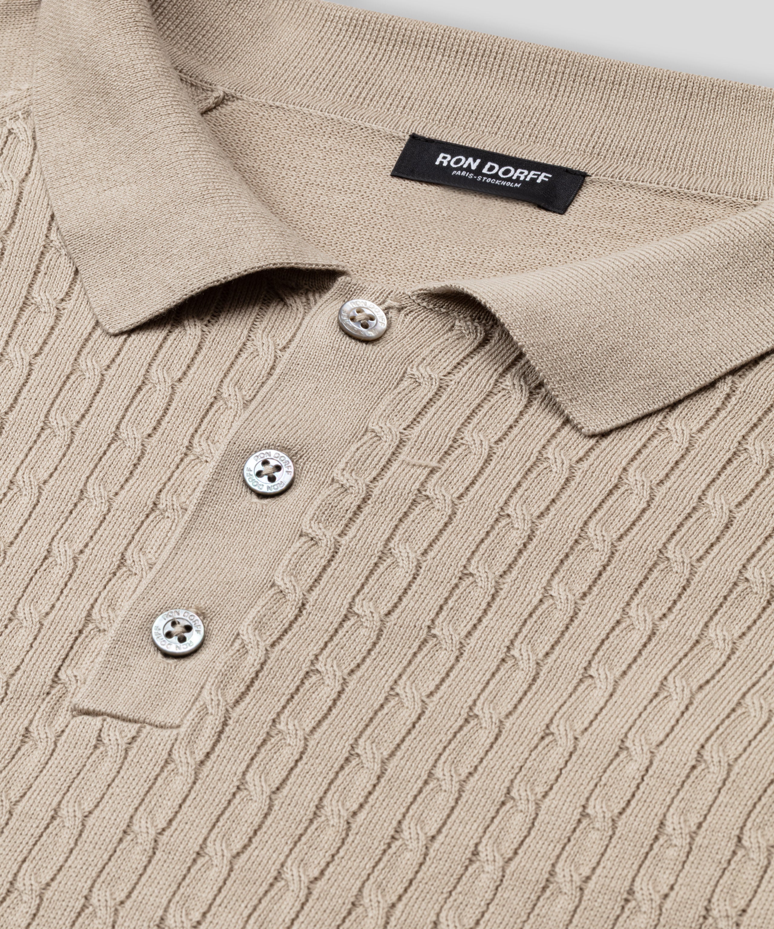 Cotton Polo w. Cable: Sandy Beige