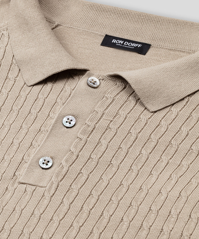 Cotton Polo w. Cable: Sandy Beige