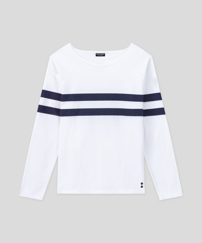 Long Sleeved T-Shirt w. Double Stripes: White