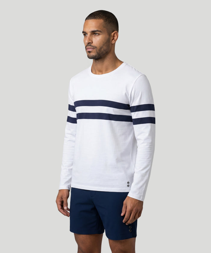 Long Sleeved T-Shirt w. Double Stripes: White