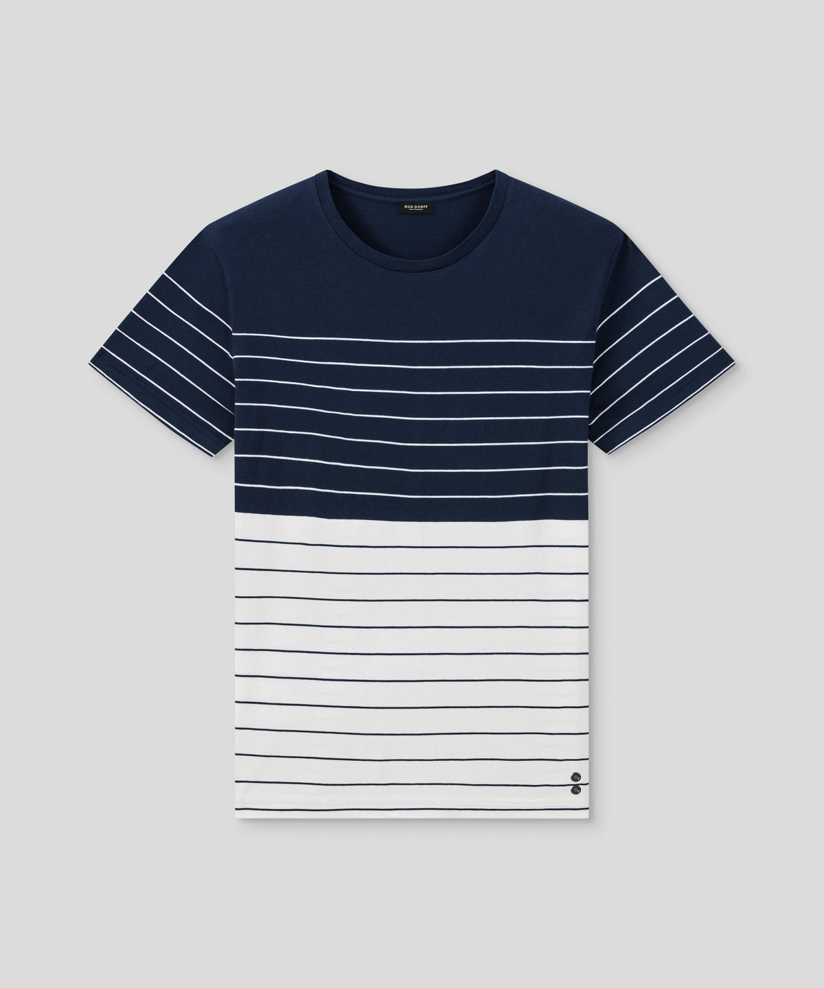 Organic Cotton T-Shirt w. Pin Stripes: Navy/White