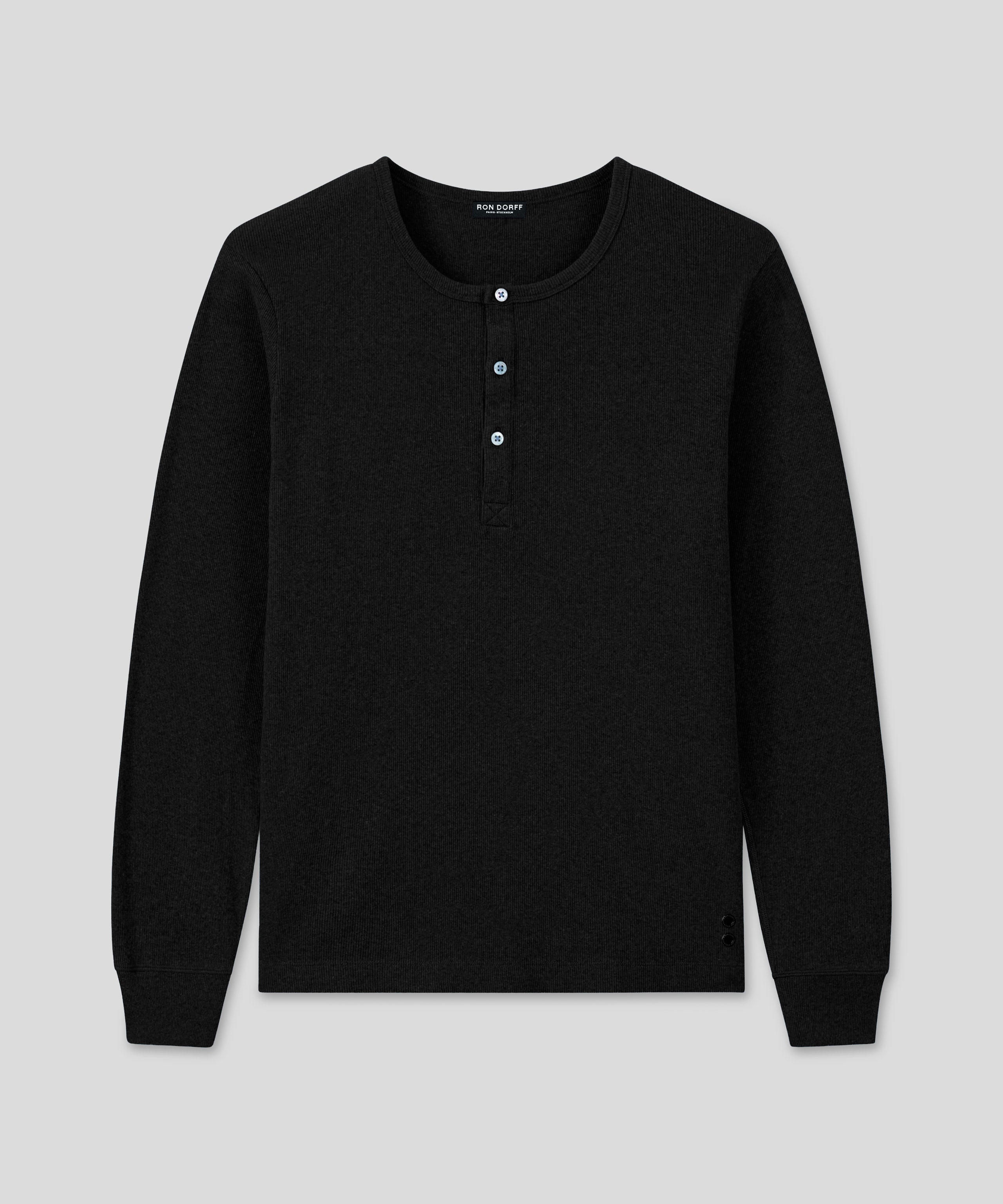Army Ribbed Henley T-Shirt: Black