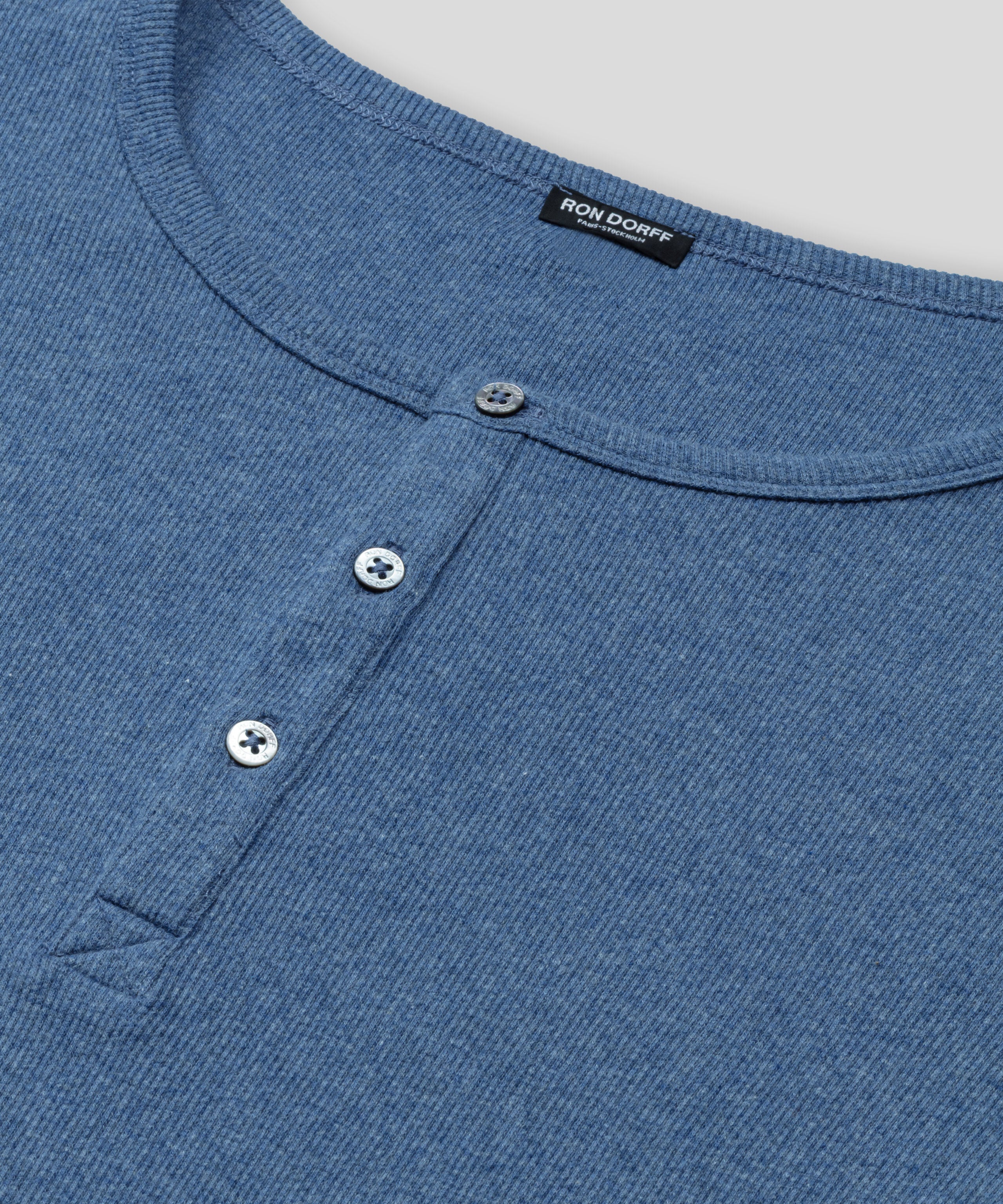 Army Ribbed Henley T-Shirt: Blue Melange