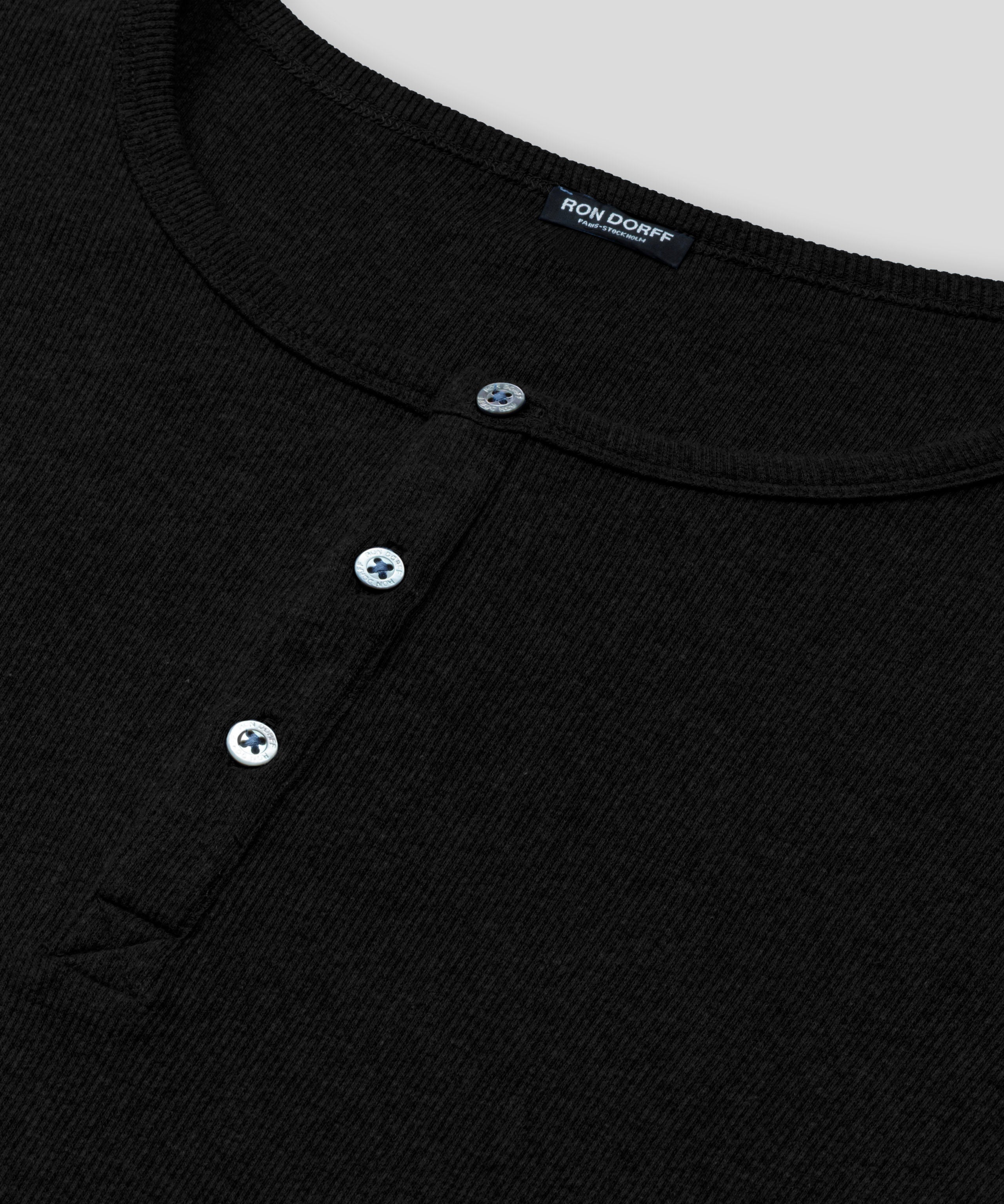 Army Ribbed Henley T-Shirt: Black