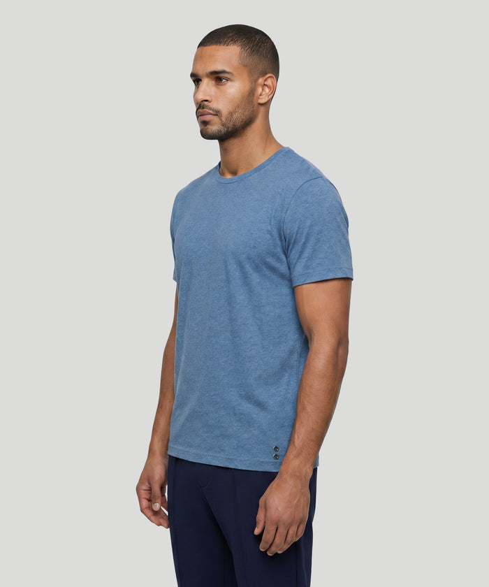 Crew Neck T-Shirt Eyelet Edition: Blue Melange