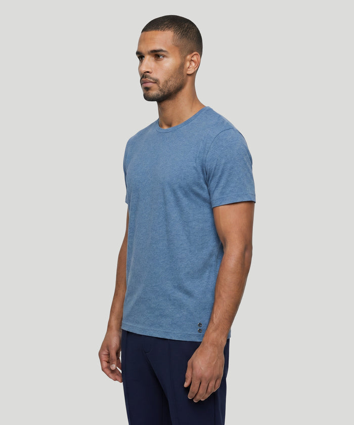 Crew Neck T-Shirt Eyelet Edition: Blue Melange