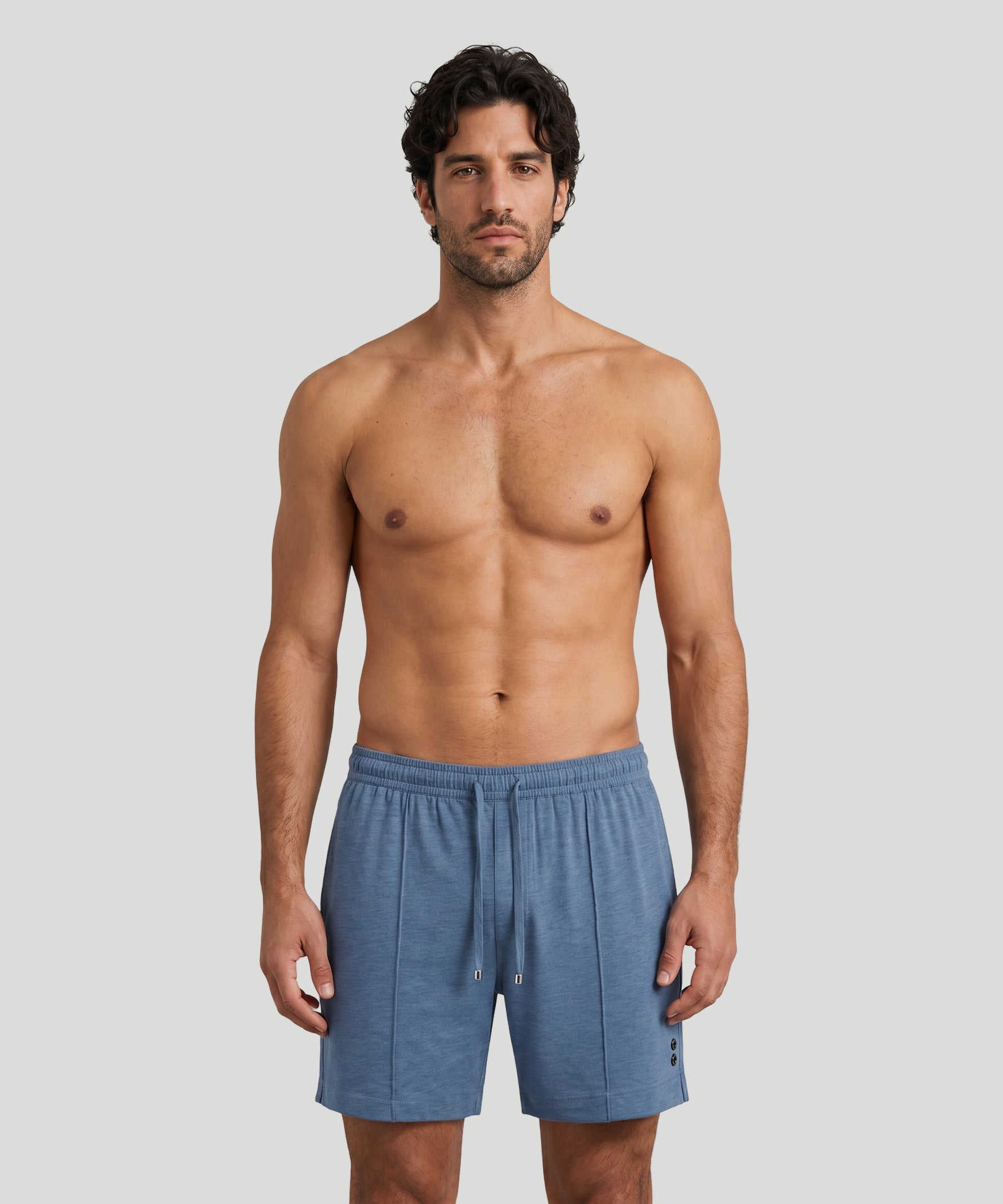 Cotton Home Shorts: Blue Melange