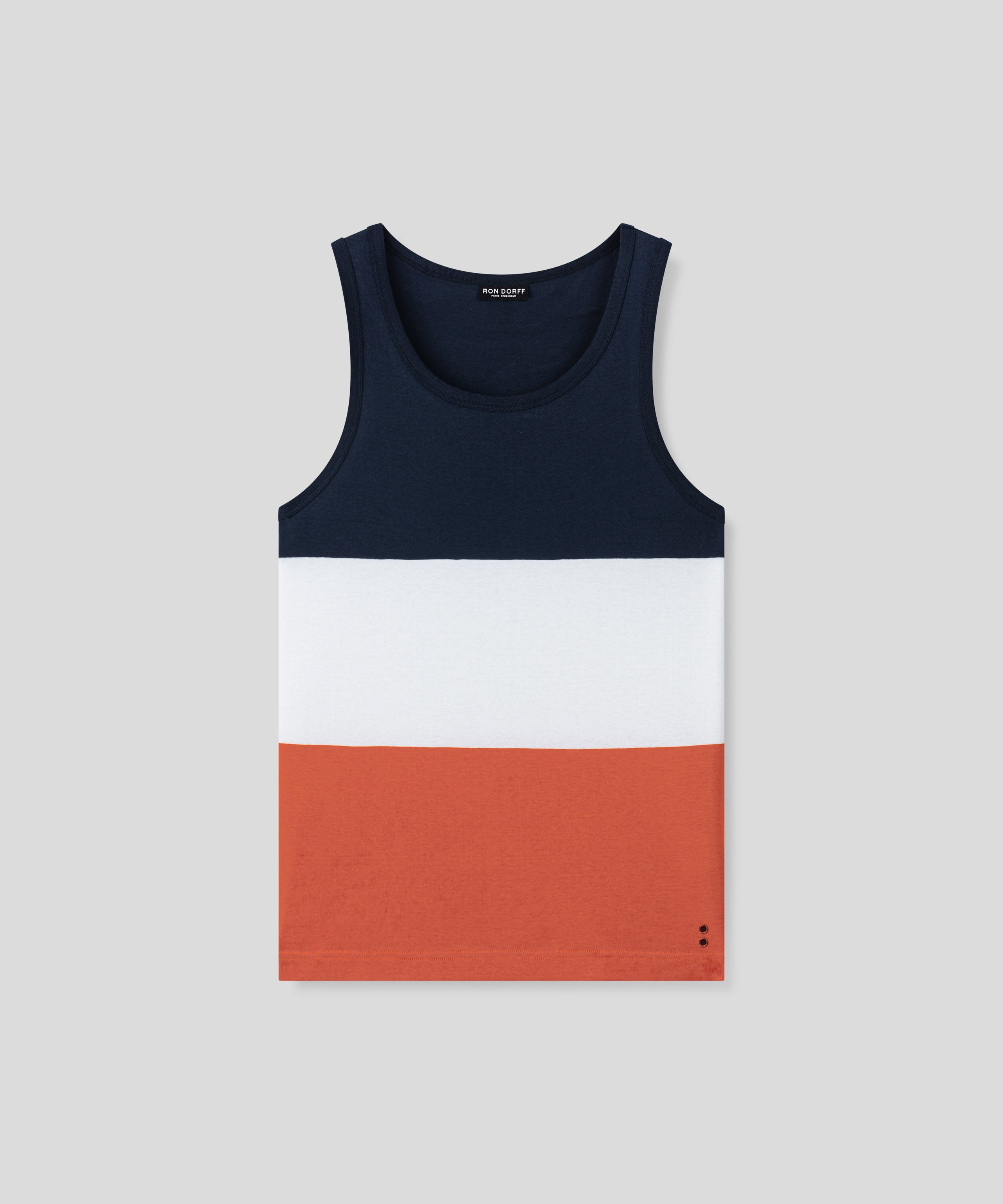 Ribbed Tank Top Tricolor: Navy/Orange Dust