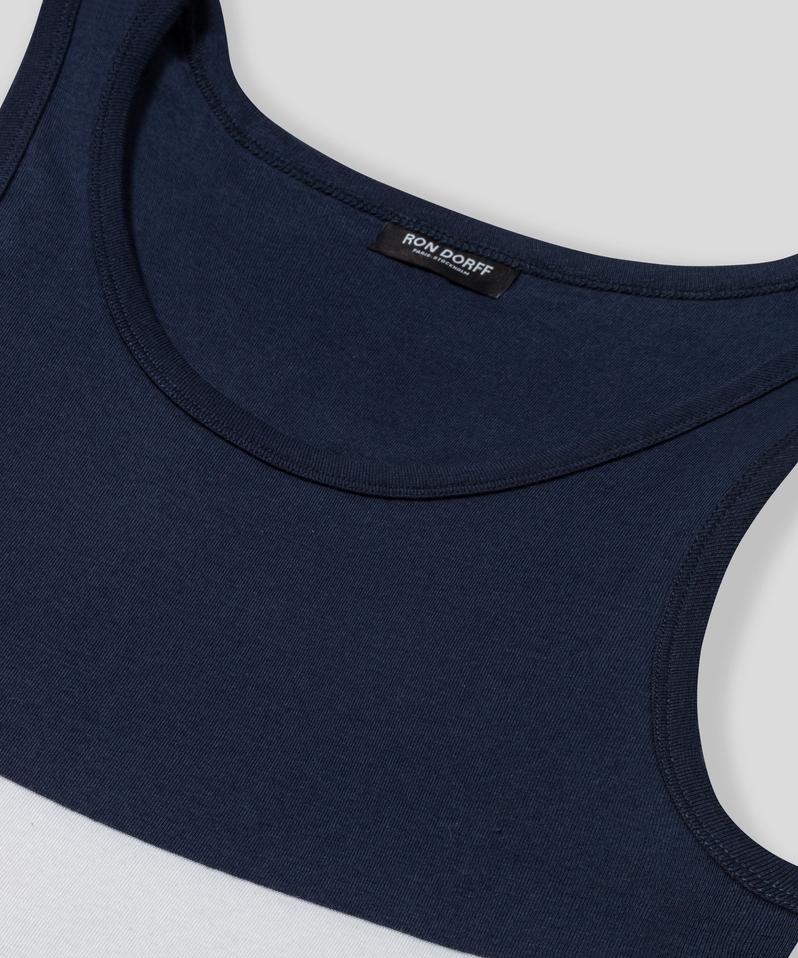 Ribbed Tank Top Tricolor: Navy/Orange Dust