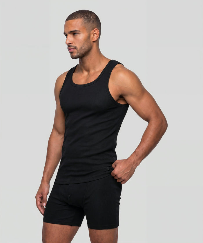 Army Ribbed Tank Top: Black
