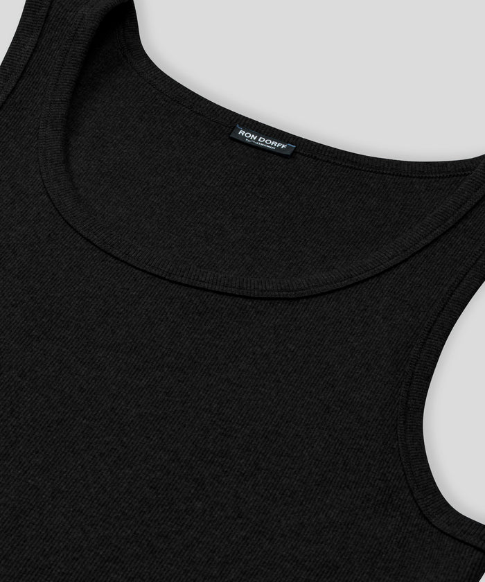 Army Ribbed Tank Top: Black