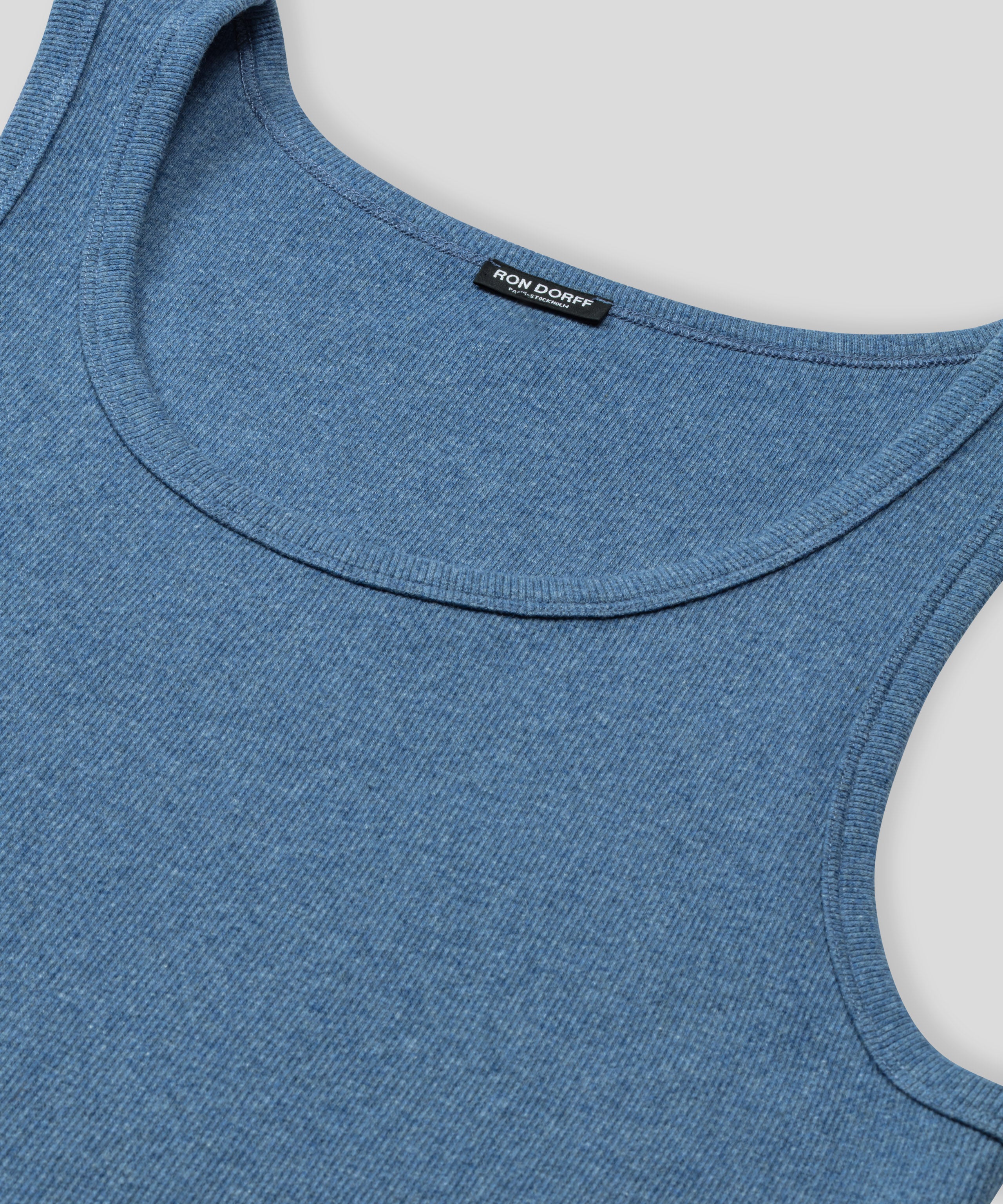 Army Ribbed Tank Top: Blue Melange
