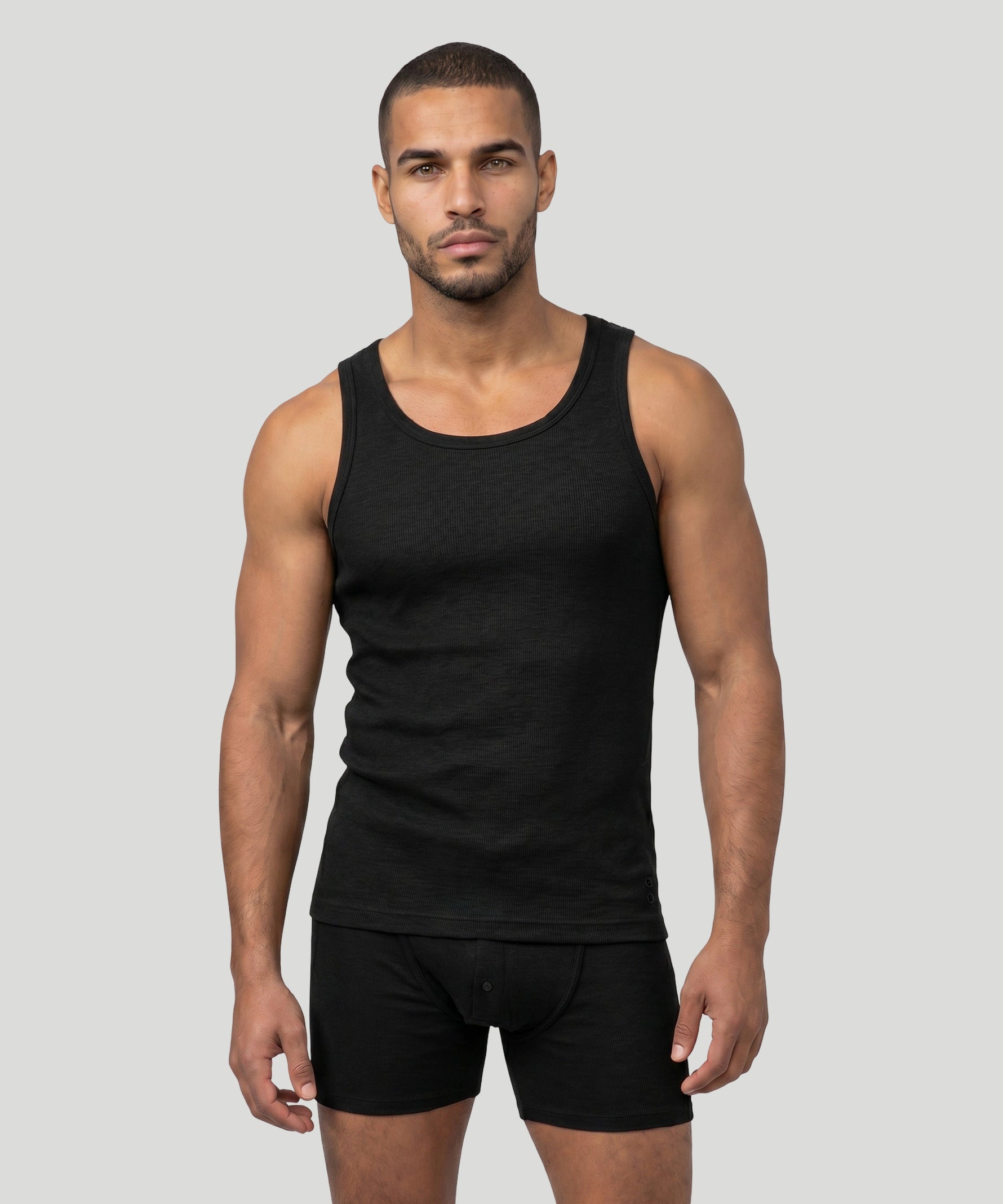 Army Ribbed Tank Top: Black