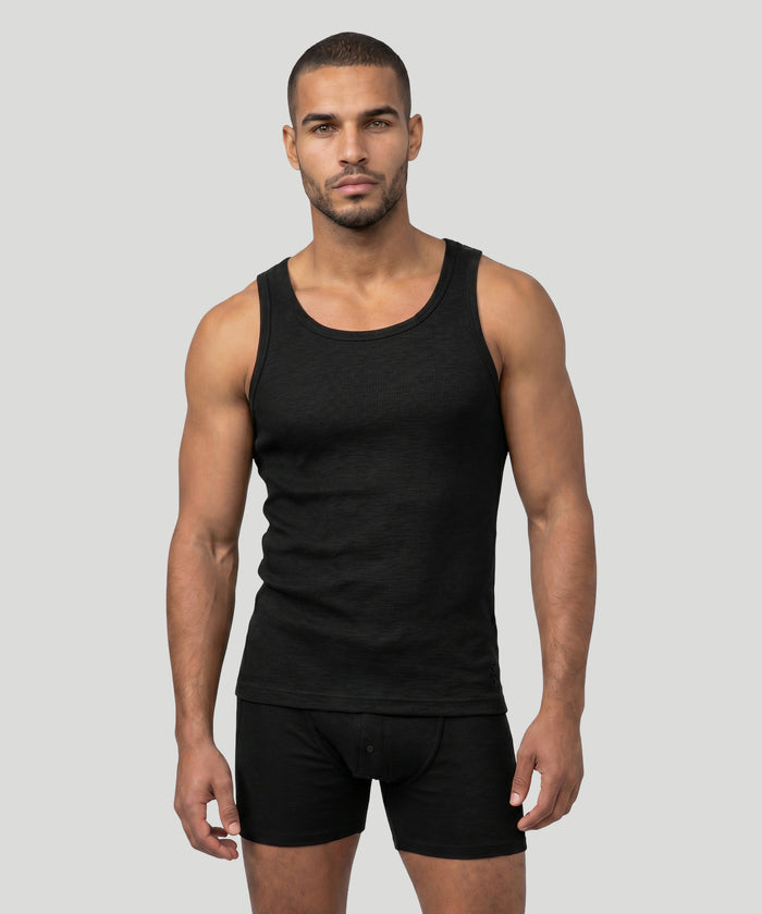 Army Ribbed Tank Top: Black