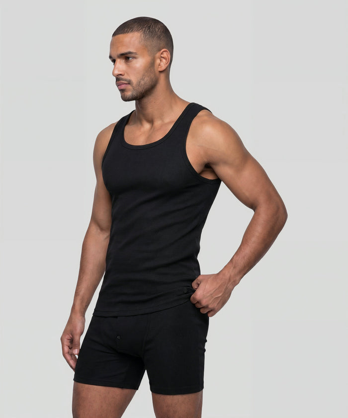 Army Ribbed Tank Top: Black