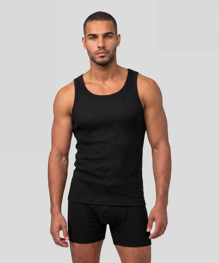 Army Ribbed Tank Top: Black