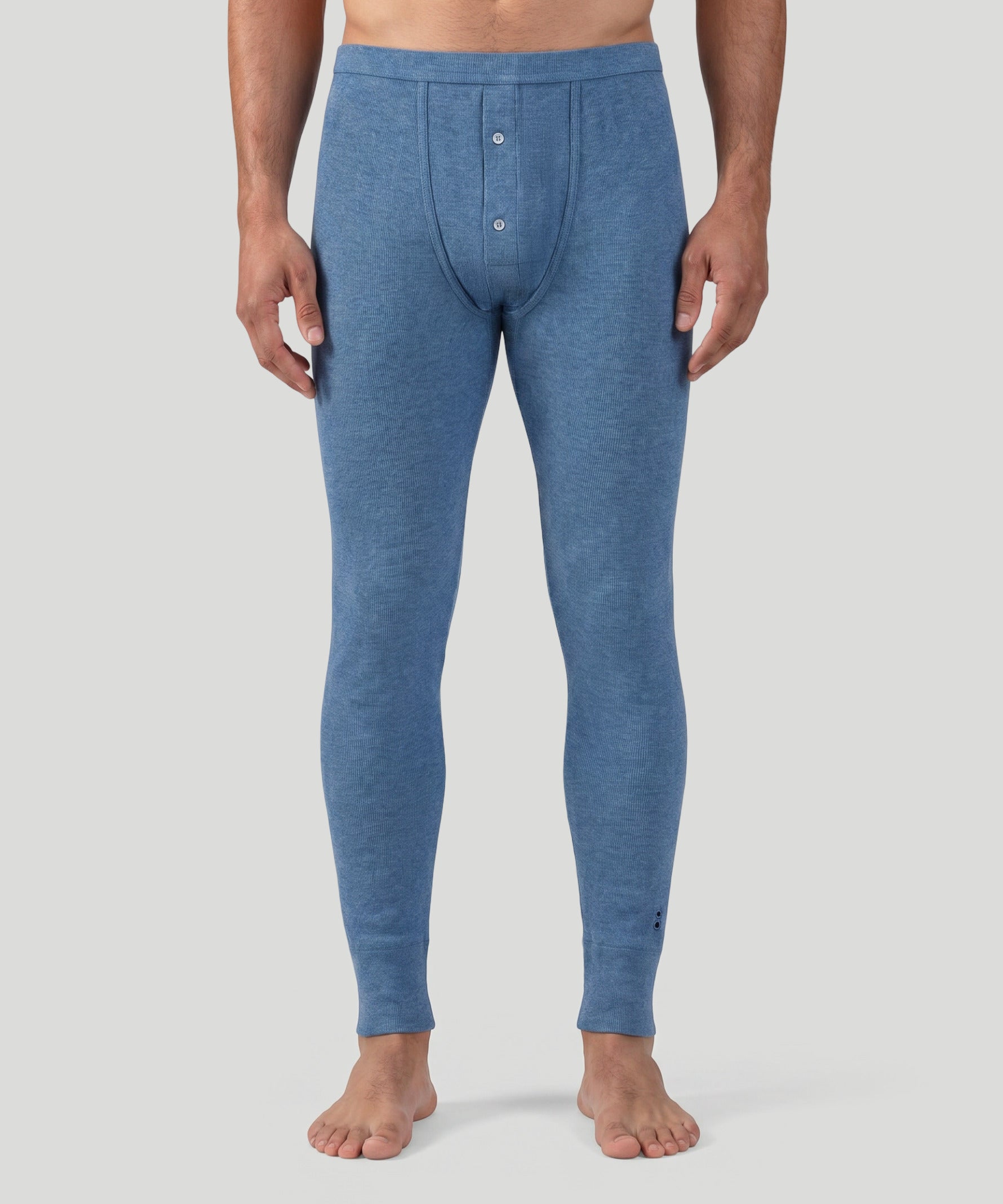 Army Ribbed Long Johns: Blue Melange